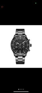 Solvil et Titus Saber Men's Chronograph Watch in Black Dial and Black Stainless Steel Bracelet W06-03082-016