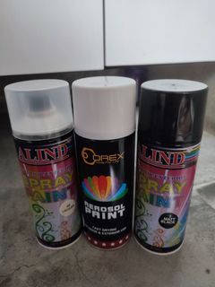 Spray. Matte black,white and clear
