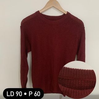 Sweater rajut basic maroon