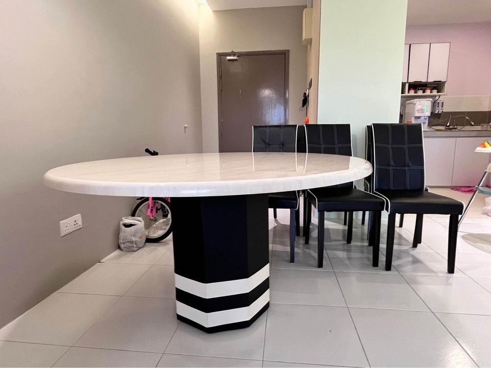 Used Round Marble dining table set for sell Furniture Home