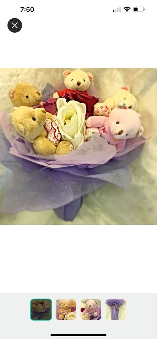 Valentine Flower Teddies bouquet
