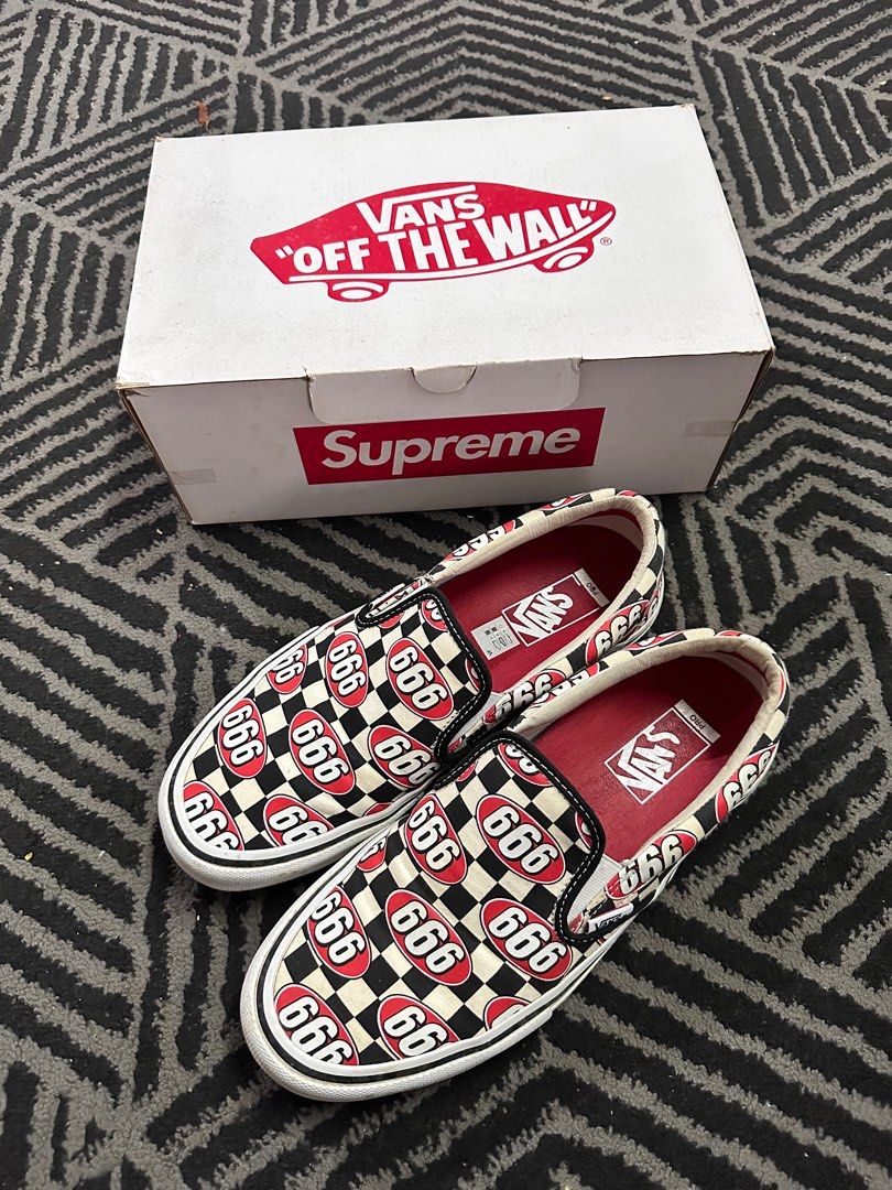 Vans Slip-On Supreme 666 checker Size 8 PRE OWNED 100% AUTHENTIC