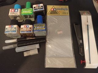 Various hobby tools and accessories for Gundam and other kits