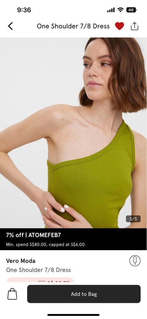 open lace back dress VERO MODA ONE SHOULDER 7/8 DRESS IN GREEN – She Selected main image 0