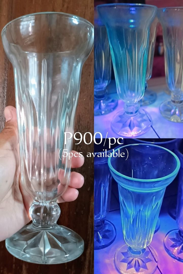 Vintage UV Reactive Glassware Uranium Glass Vaseline Glass Depression
