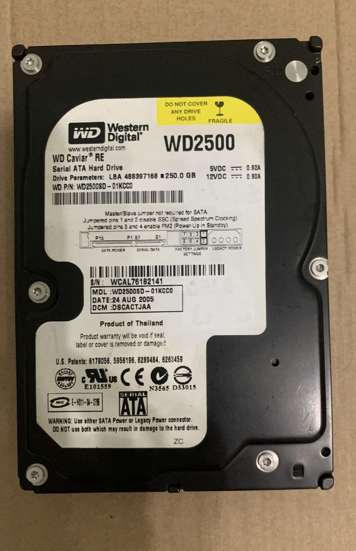 Western Digital 250GB SATA Hard Disk Computers Tech Parts