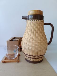 Y-Yacht Rattan Pitcher, Bamboo Coaster and Cold Tea Glass Set (w/ stickers)