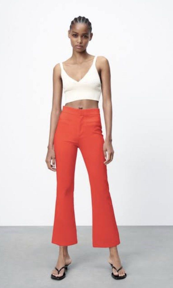 Zara Polyester Blend Flare Pants in Orange (XS), Women's Fashion, Bottoms,  Other Bottoms on Carousell