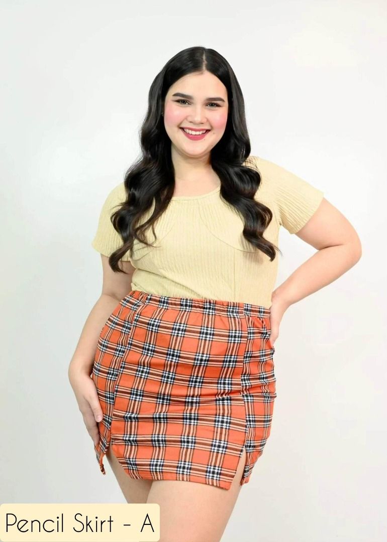 2XL TO 4XL Plus Size Korean Inspired Plaid Pencil Skirt Women s