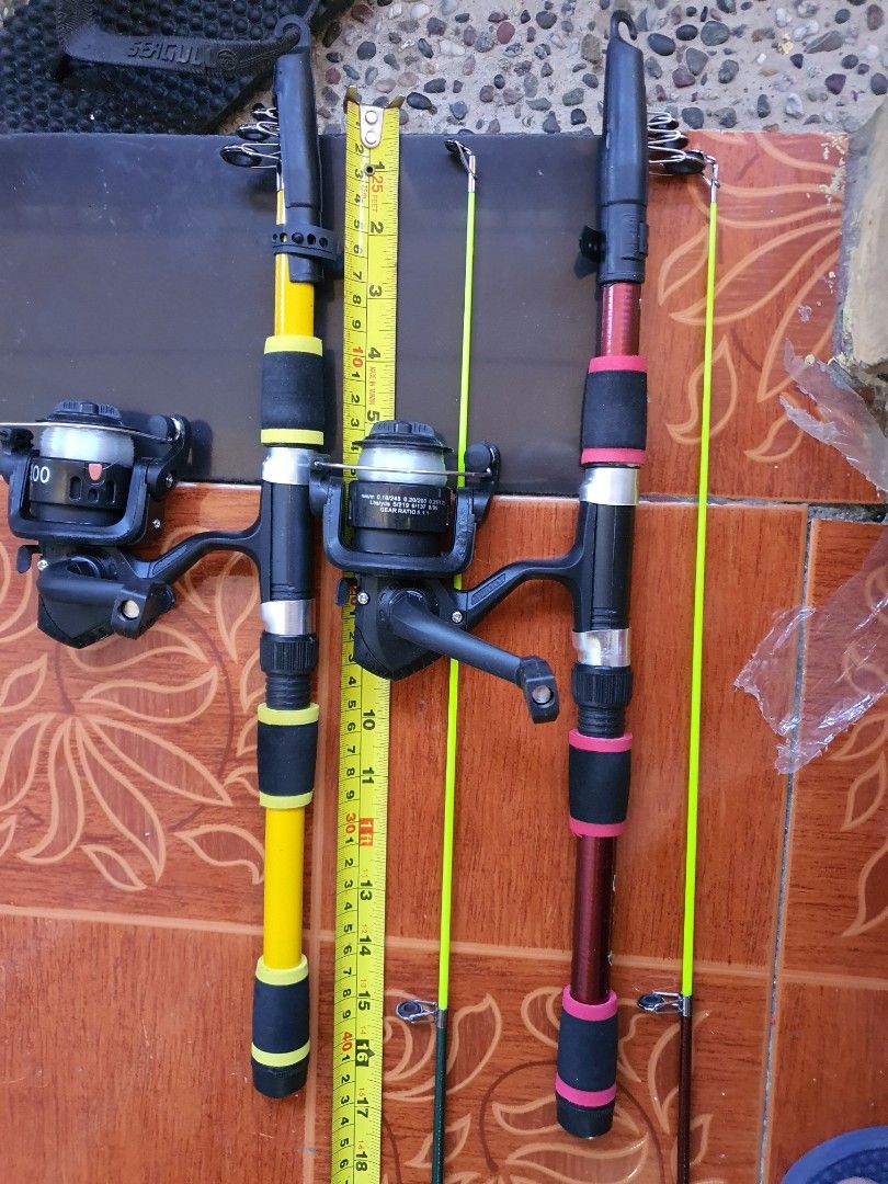 4 sale fishing rod with reel and line 100 mtrs
