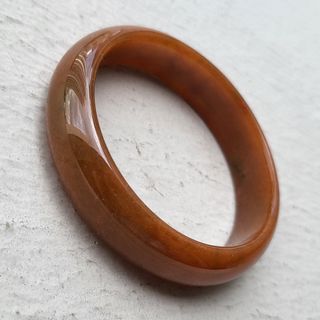 53mm Certified Type A Jadeite Oval Bangle Red Jade 红