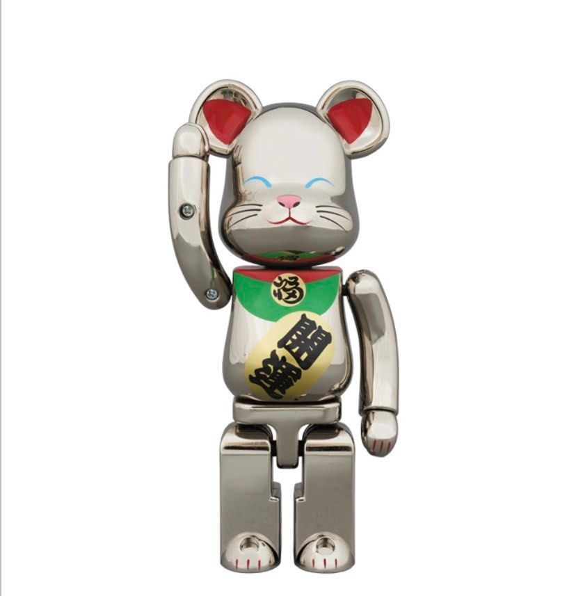 預訂-超合金BE@RBRICK 招き猫招財貓銀メッキ弐200%, 興趣及遊戲, 玩具