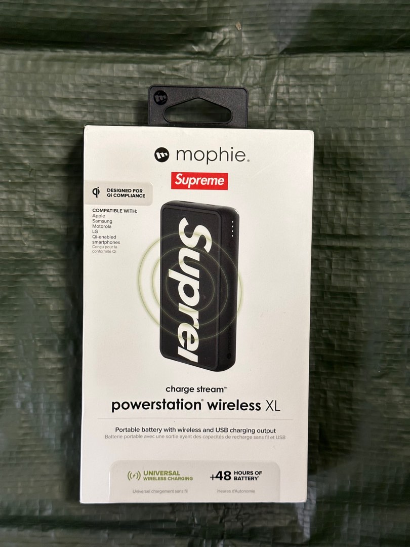 全新supreme mophie powerstation wireless XL 黑尿袋差電器, 手提電話