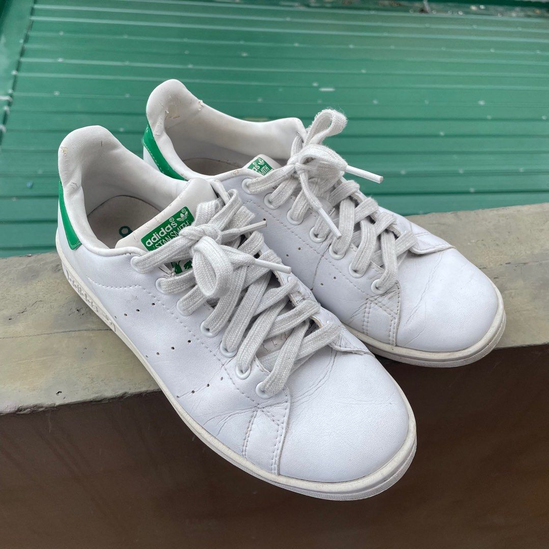 Adidas Originals Stan Smith Leather Sneakers in White with Green Tab