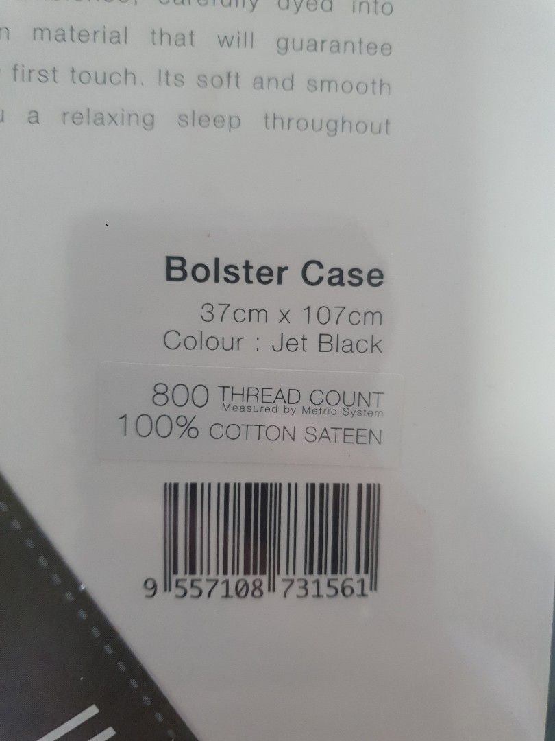 Akemiuchi jet black bolster case, Furniture & Home Living, Bedding