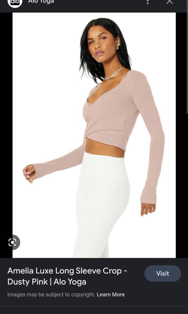 ALO Amelia Luxe Long Sleeve Crop Dusty Pink BRAND NEW Women s