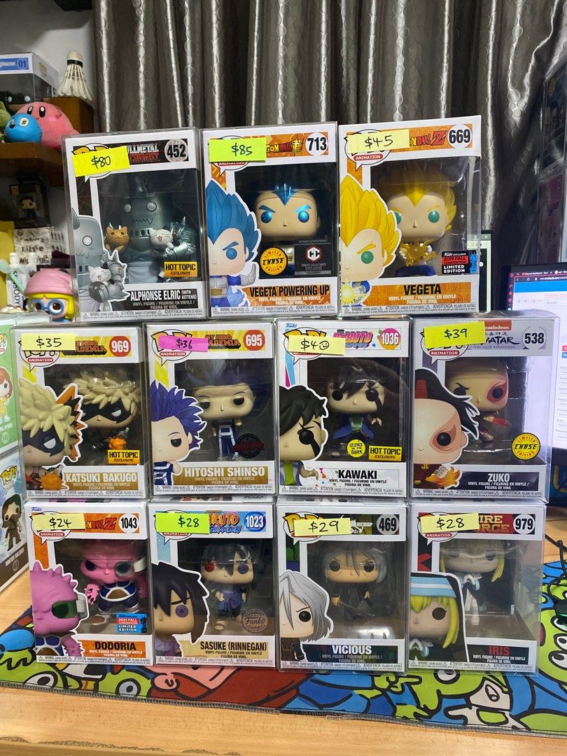 Anime Funko Pops Fullmetal Alphonse Elric, Dragon Ball Z Vegeta