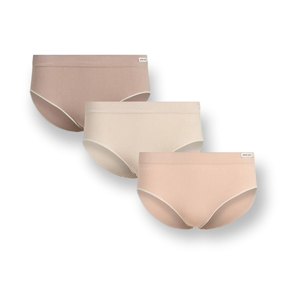 ANNE KLEIN Women's Underwear 3Pack Large Seamless Bikini (Rose Dust