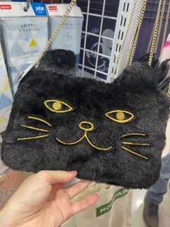 Black & Gold Cat Clutch from Daiso