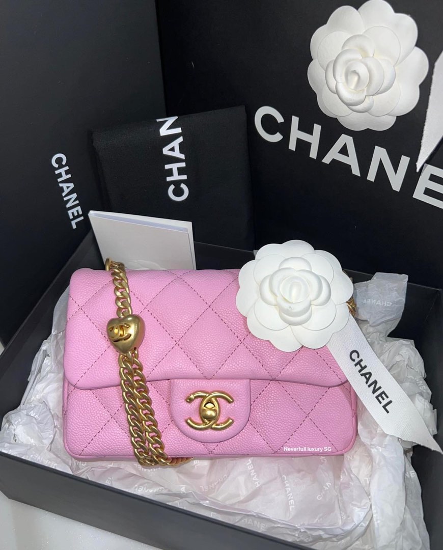 BNIB❣️Chanel 23P Mini Flap Pink Caviar Ghw Adjustable Heart, Luxury, Bags &  Wallets on Carousell