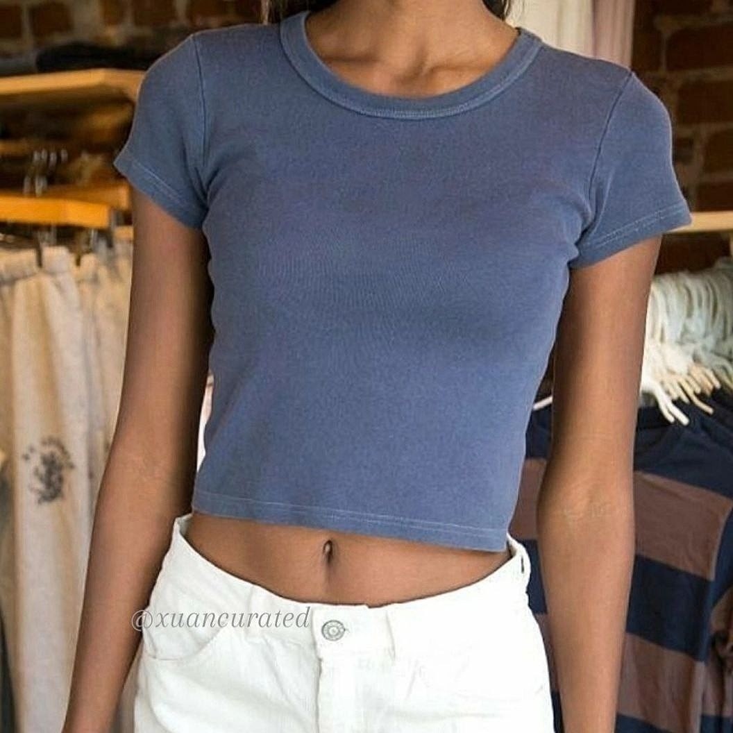 BNWOT] Brandy Melville Ashlyn Top washed navy blue, Women's Fashion, Tops,  Shirts on Carousell