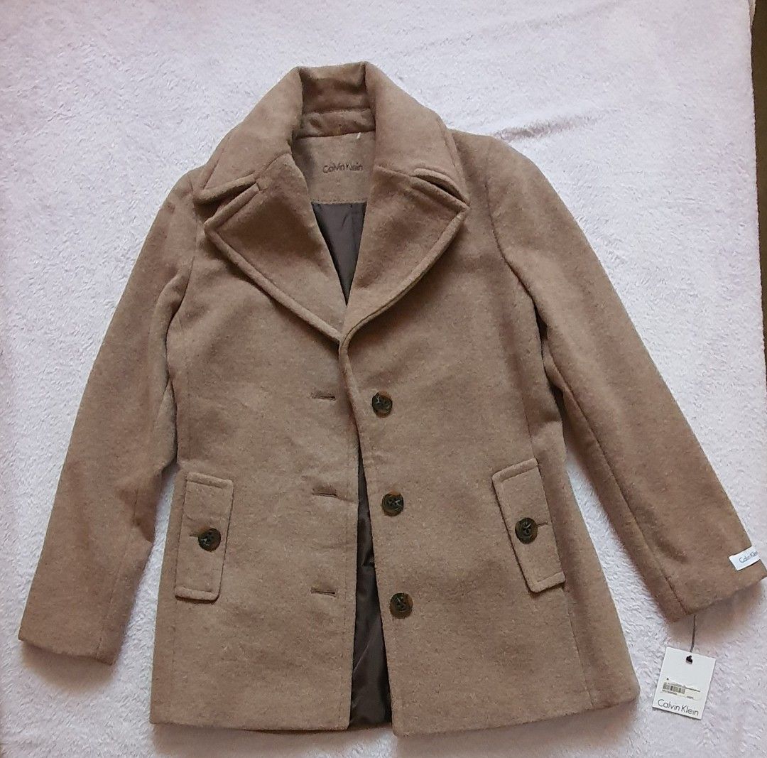 BNWT Calvin Klein Wool blend Pea Coat, Women's Fashion, Coats, Jackets and  Outerwear on Carousell