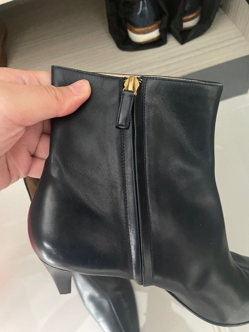 CELINE black lambskin leather heel boots Women s Fashion