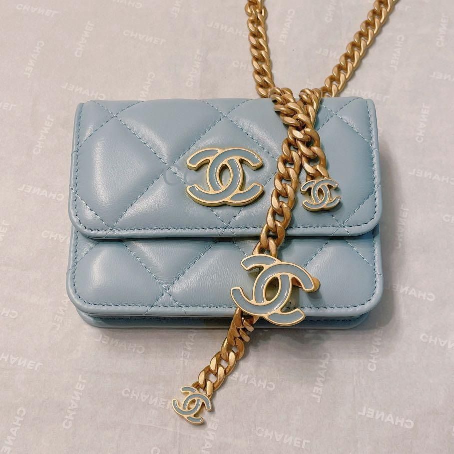 CHANEL Lambskin Enamel Quilted Flap Belt Bag Blue, Luxury, Bags & Wallets  on Carousell