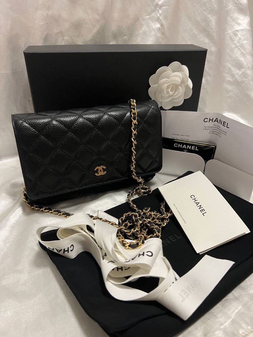 Chanel gold hardware wallet on chain woc caviar bag, Luxury, Bags