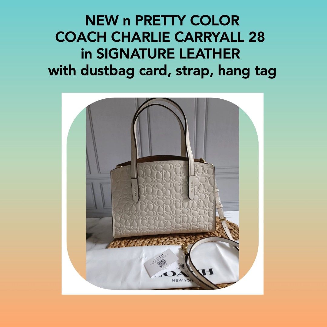 COACH CHARLIE CARRYALL 28 SIGNATURE LEATHER Fesyen Wanita Tas