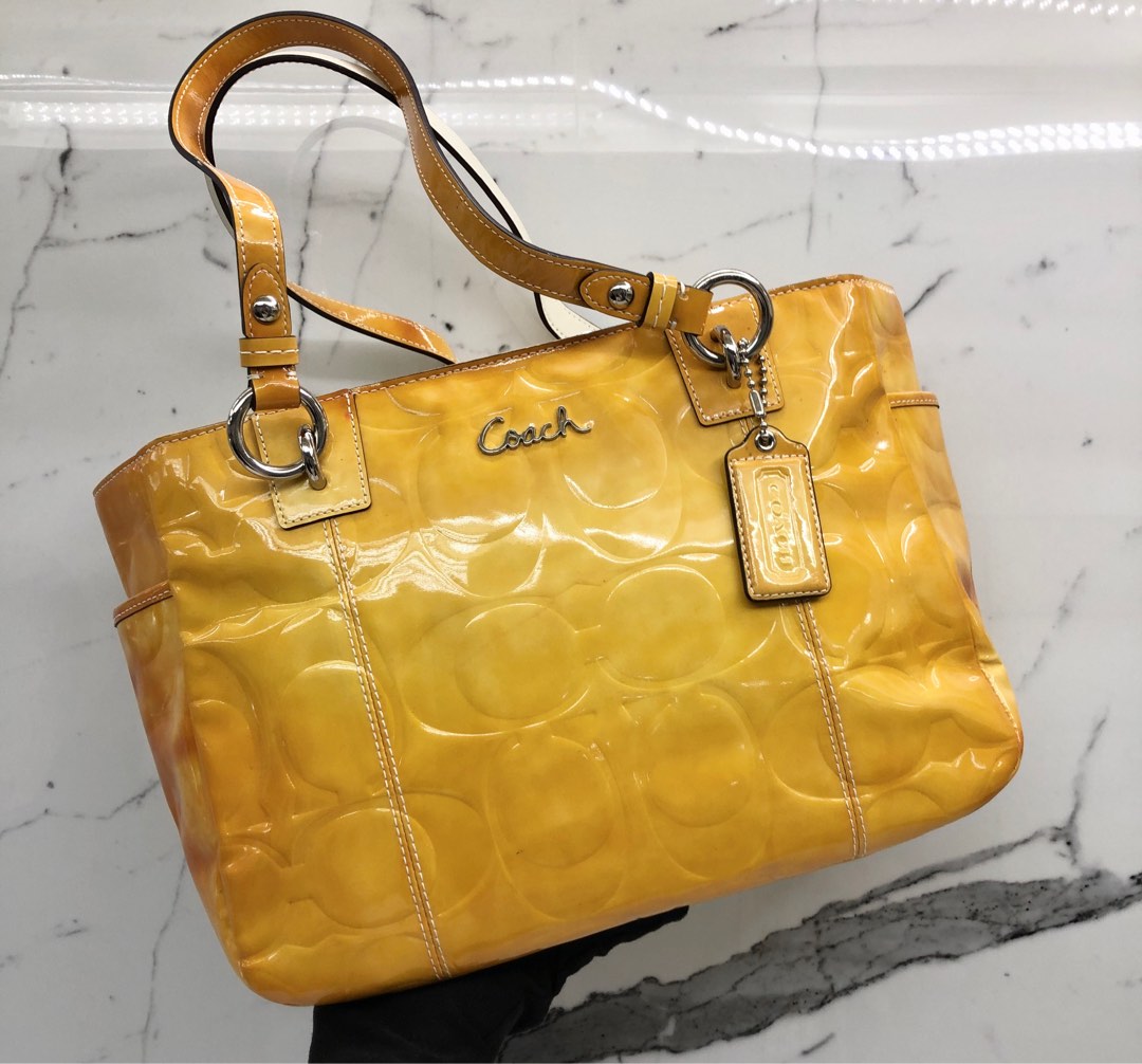 White patent shop leather turned yellow