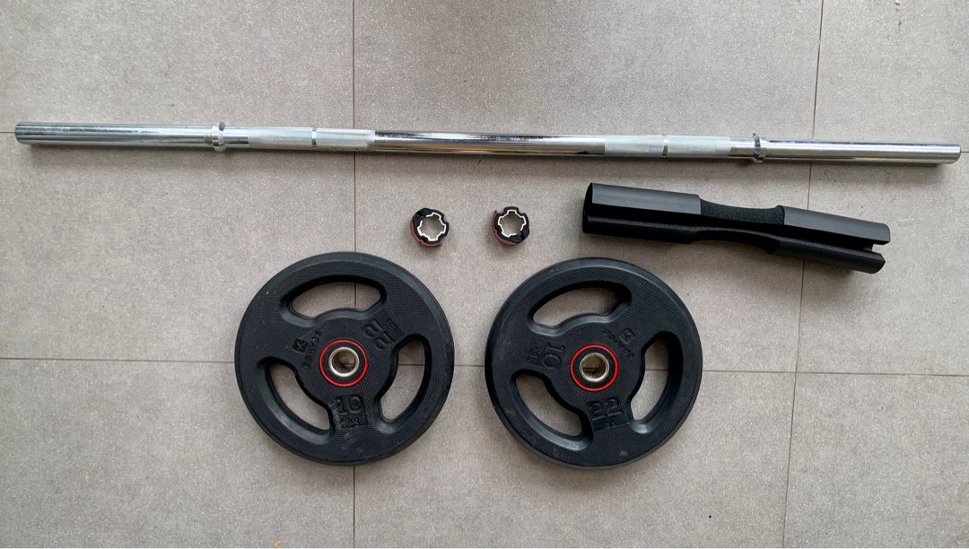 Decathlon weight training bar and weight disc 10kg set, Sports