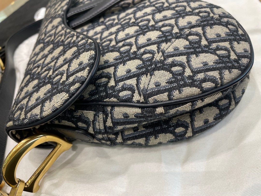 Christian Dior Pouch Navy Whole Pattern Saddle Nano Pouch Height 8
