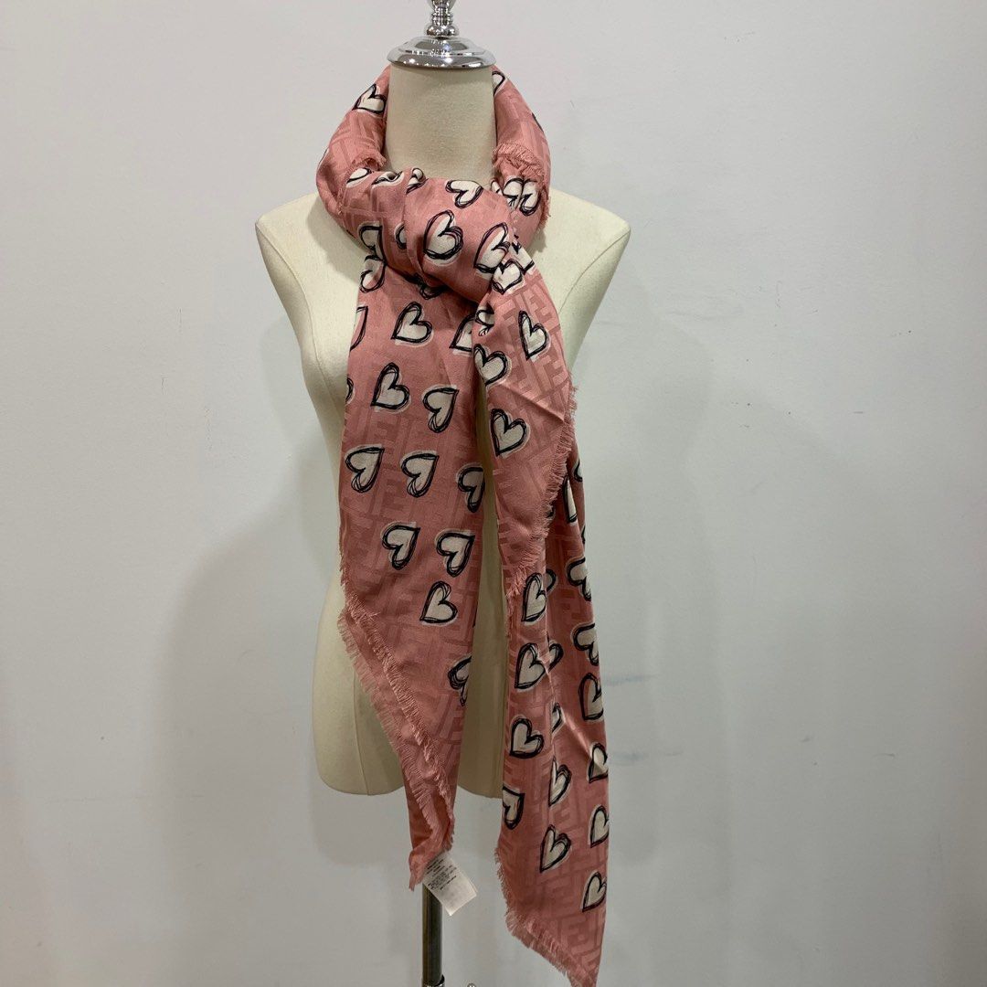 FENDI FXT069 PINK LOVE SHAWL WOOL SILK 237002663