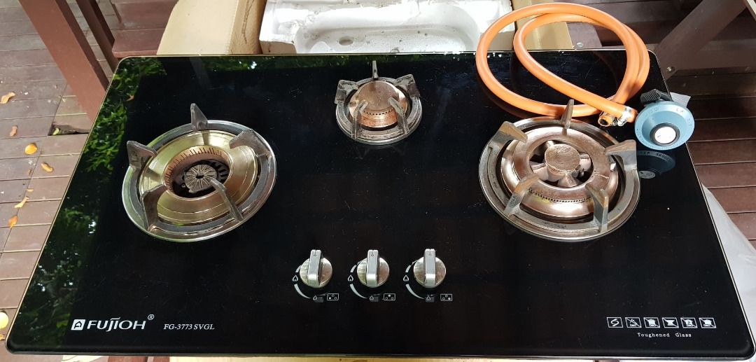 FUJIOH FG-3773 SVGL (3 BURNER HOB)-cylinder LPG gas version., TV & Home ...