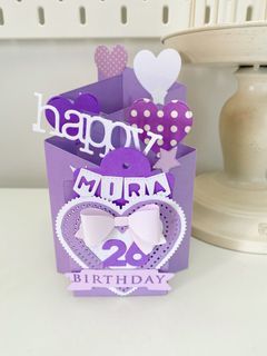 Happy Birthday purple tri-fold handmade card