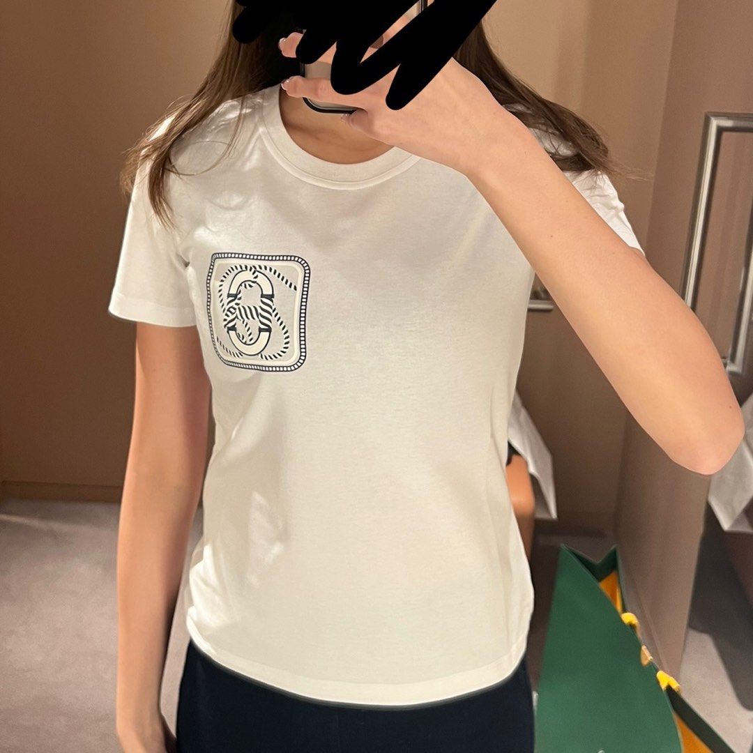 Hermes 女裝23ss tshirt tee t🔥🔥 Canoe micro 白色Blanc size 38/42