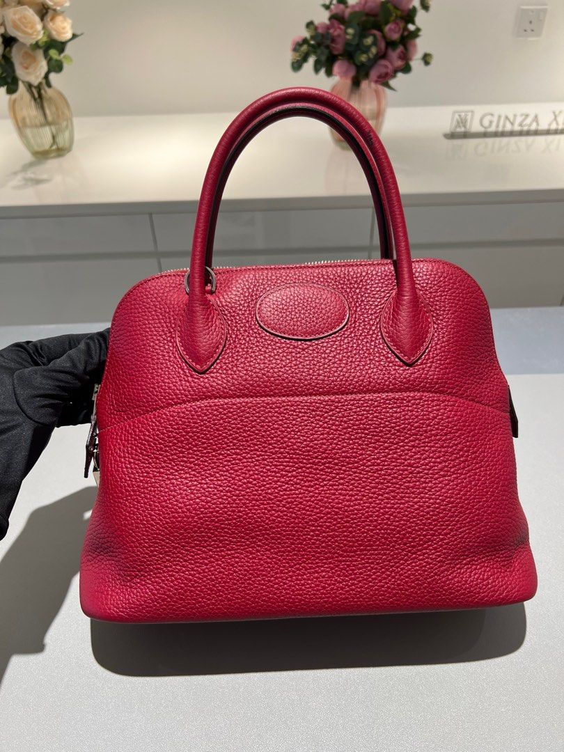 Sold at Auction: Hermes Rouge Grenat Clemence Bolide 31