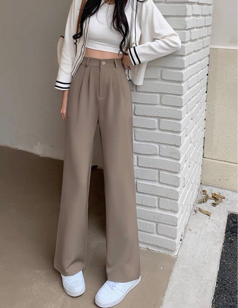 siliteelon Women High Waist Pants Casual Wide Leg Cropped Ankle Trousers  Comfy Work Dress Office Black X-Small Short at Amazon Women's Clothing store