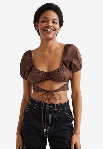 black cut out blouse