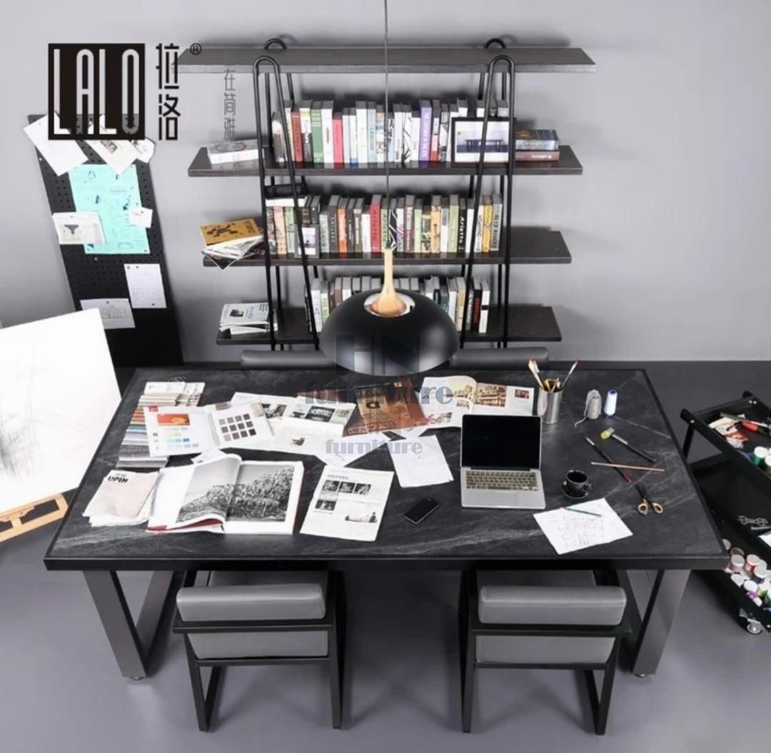 hn0538 ASPEN Black Mica Rock Dining Table Conference Table, Furniture