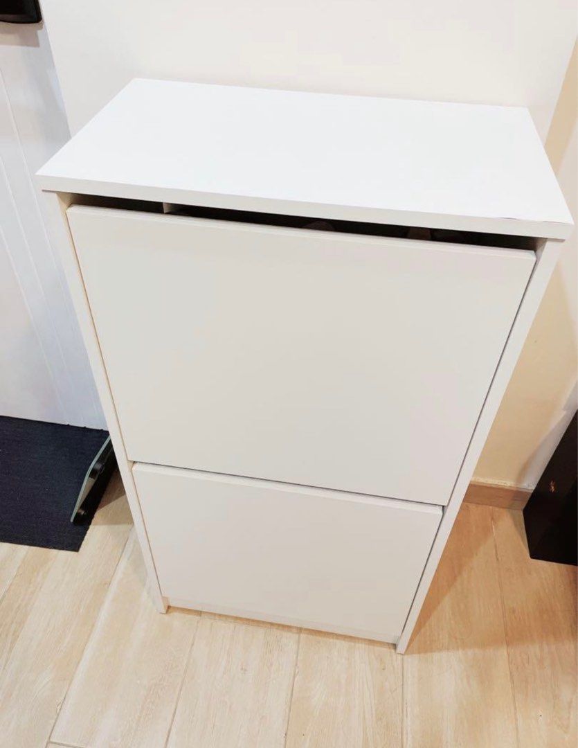 IKEA BISSA shoe rack two compartments white, 傢俬＆家居, 傢俬, 書櫃、櫃子及架