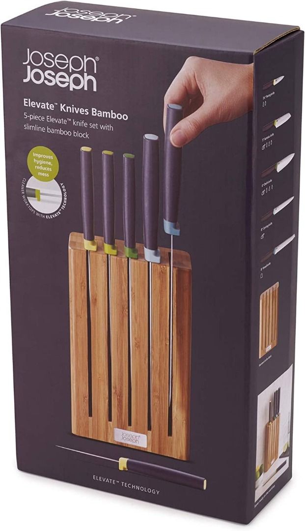 Joseph Joseph 10300 Elevate Knife Set with Slimline Bamboo Block