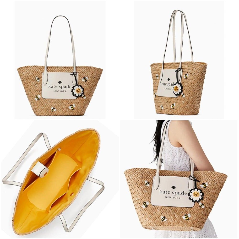 🇨🇦加拿大直送✈️Kate spade honey bee straw tote bag*, 女裝, 手袋及銀包, 單肩包- Carousell