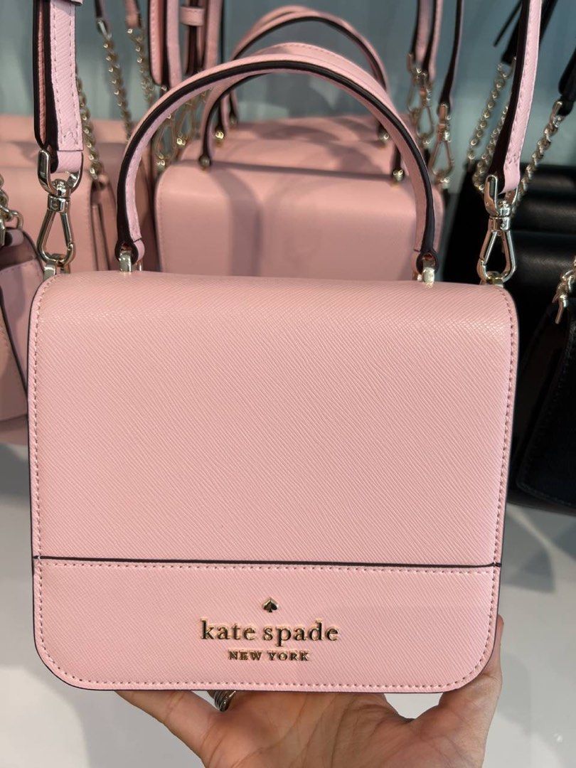 Kate Spade Staci Square Crossbody Saffiano Leather Chalk Pink in