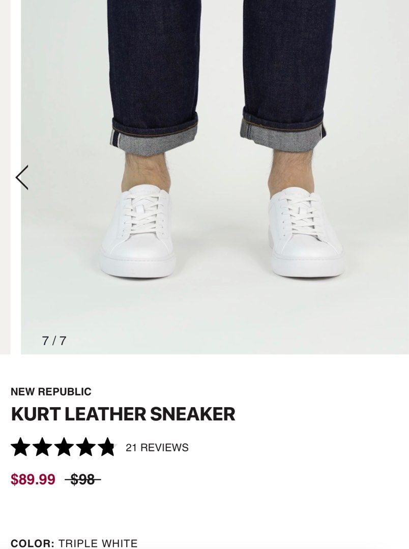 Kurt Leather Sneaker All White, Men's Fashion, Footwear, Sneakers on ...