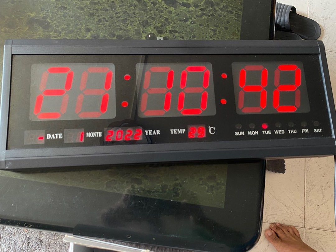 Large LEd wall clock digital, Furniture & Home Living, Home Decor