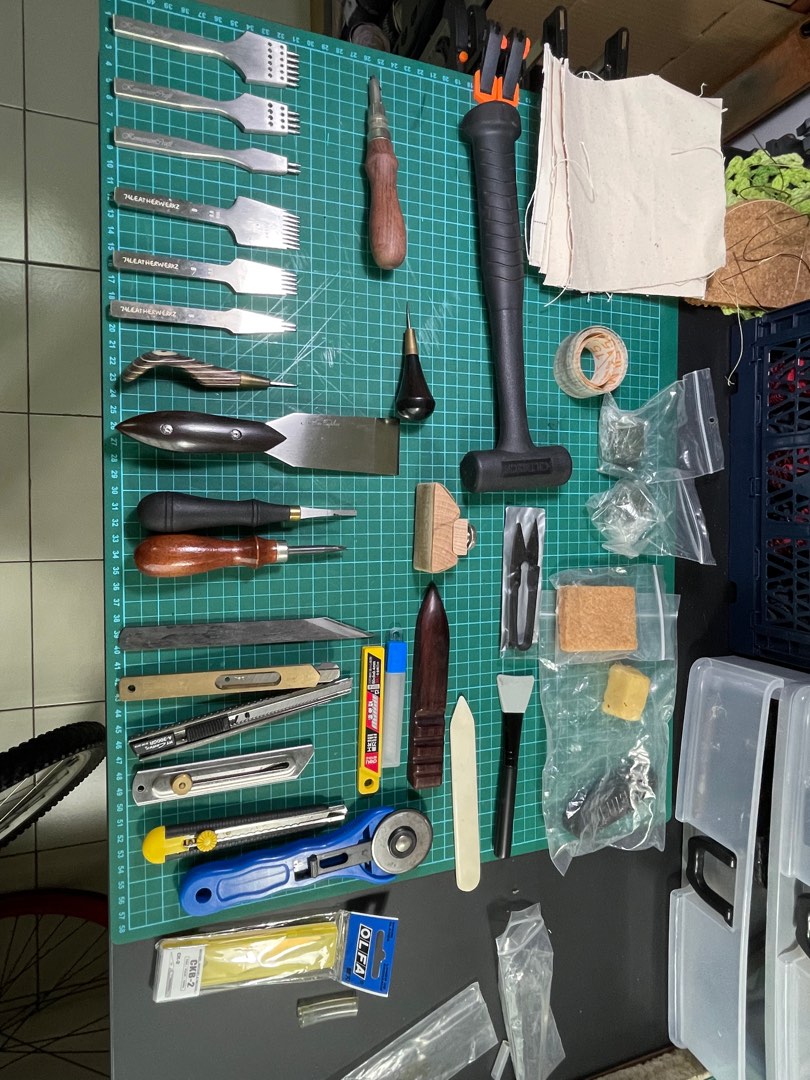 Leather crafting setup., Hobbies & Toys, Stationery & Craft, Handmade