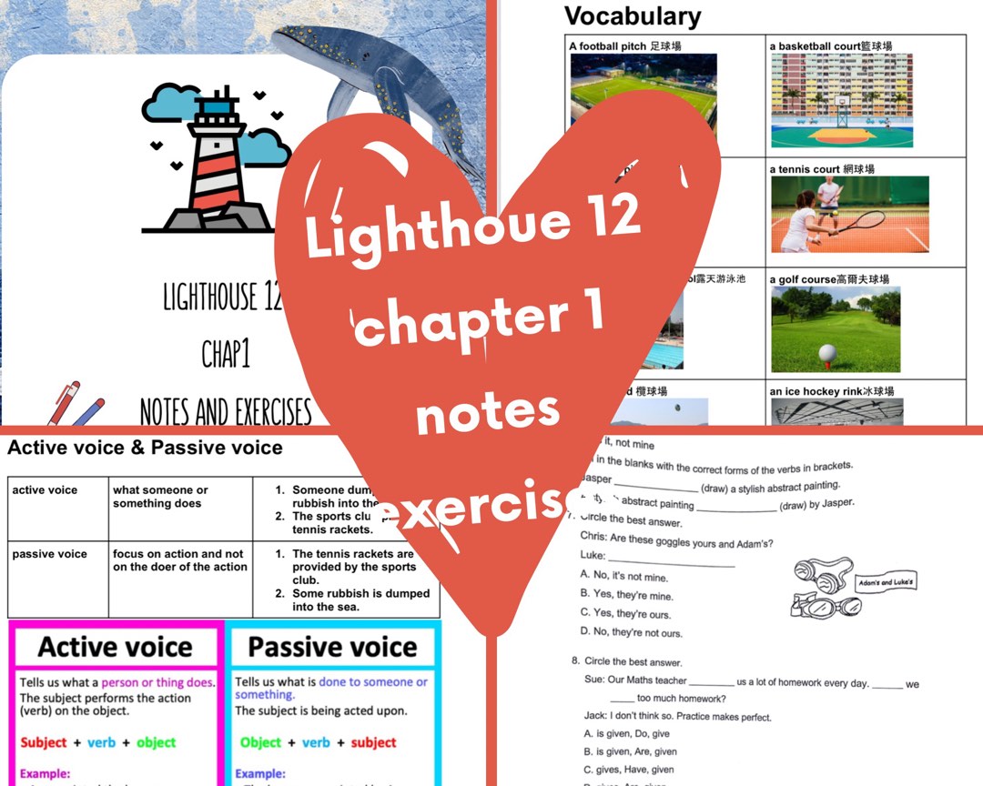 Lighthouse 12 Chapter 1 自家製p6英文notes and grammar exercises, 興趣及遊戲, 書本