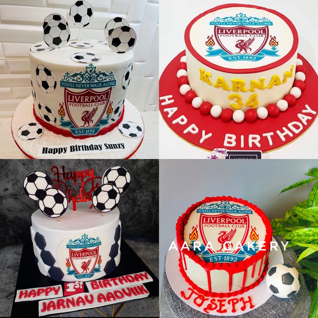 Liverpool Soccer Ball Themed Red Cake – Honeypeachsg Bakery